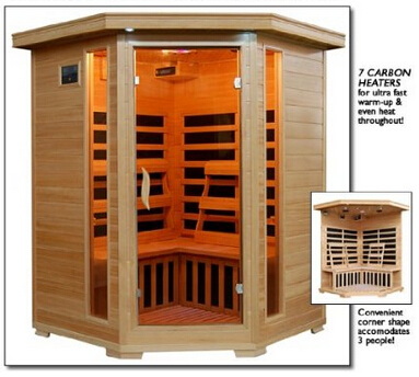 3 Person Sauna Corner Fitting Infrared FIR FAR 7 Carbon Heaters Hemlock Wood CD Player MP3 plug-in