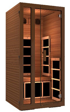 JNH Lifestyles Freedom 1 Person Canadian Western Red Cedar Wood Far Infrared Sauna 6 Carbon Fiber Heaters, 5 Warranty