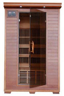 2 Person Sauna FIR FAR Infrared 6 Carbon Heaters Red Cedar Wood CD Player MP3 Aux Color Light Therapy